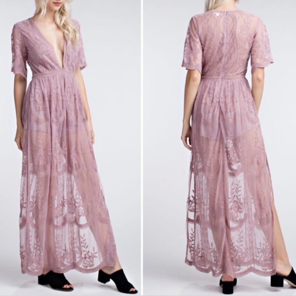 Mila lace maxi jumpsuit dress